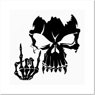 skull and hand signal Posters and Art